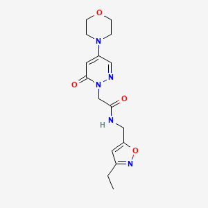molecular formula C16H21N5O4 B3811179 N-[(3-ethyl-5-isoxazolyl)methyl]-2-[4-(4-morpholinyl)-6-oxo-1(6H)-pyridazinyl]acetamide 