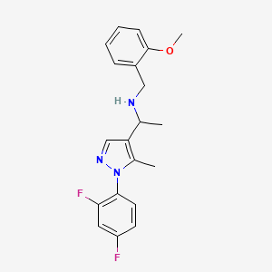 molecular formula C20H21F2N3O B3811183 1-[1-(2,4-difluorophenyl)-5-methyl-1H-pyrazol-4-yl]-N-(2-methoxybenzyl)ethanamine 