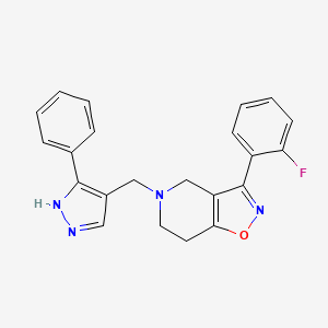molecular formula C22H19FN4O B3811184 3-(2-fluorophenyl)-5-[(3-phenyl-1H-pyrazol-4-yl)methyl]-4,5,6,7-tetrahydroisoxazolo[4,5-c]pyridine 