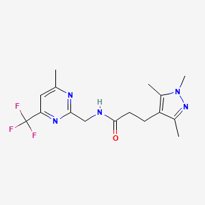 molecular formula C16H20F3N5O B3811197 N-{[4-methyl-6-(trifluoromethyl)pyrimidin-2-yl]methyl}-3-(1,3,5-trimethyl-1H-pyrazol-4-yl)propanamide 