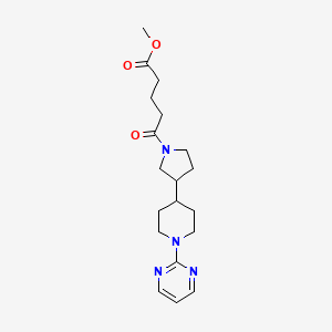 molecular formula C19H28N4O3 B3811209 methyl 5-oxo-5-{3-[1-(2-pyrimidinyl)-4-piperidinyl]-1-pyrrolidinyl}pentanoate 