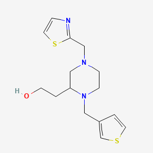 molecular formula C15H21N3OS2 B3811212 2-[4-(1,3-thiazol-2-ylmethyl)-1-(3-thienylmethyl)-2-piperazinyl]ethanol 