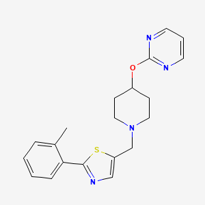 molecular formula C20H22N4OS B3811225 2-[(1-{[2-(2-methylphenyl)-1,3-thiazol-5-yl]methyl}piperidin-4-yl)oxy]pyrimidine 