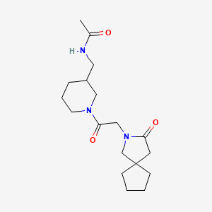 molecular formula C18H29N3O3 B3811229 N-({1-[2-(3-oxo-2-azaspiro[4.4]non-2-yl)acetyl]-3-piperidinyl}methyl)acetamide 