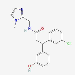 molecular formula C20H20ClN3O2 B3811280 3-(3-chlorophenyl)-3-(3-hydroxyphenyl)-N-[(1-methyl-1H-imidazol-2-yl)methyl]propanamide 