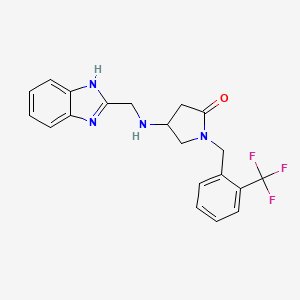molecular formula C20H19F3N4O B3811304 4-[(1H-benzimidazol-2-ylmethyl)amino]-1-[2-(trifluoromethyl)benzyl]-2-pyrrolidinone 