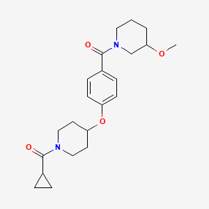 molecular formula C22H30N2O4 B3811312 1-(4-{[1-(cyclopropylcarbonyl)-4-piperidinyl]oxy}benzoyl)-3-methoxypiperidine 