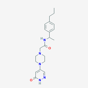 molecular formula C21H29N5O2 B3811418 2-[4-(6-oxo-1,6-dihydropyridazin-4-yl)piperazin-1-yl]-N-[1-(4-propylphenyl)ethyl]acetamide 