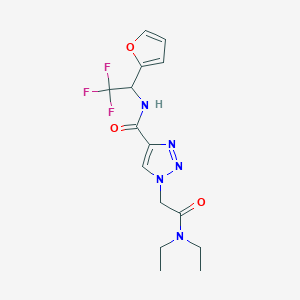 molecular formula C15H18F3N5O3 B3811447 1-[2-(diethylamino)-2-oxoethyl]-N-[2,2,2-trifluoro-1-(2-furyl)ethyl]-1H-1,2,3-triazole-4-carboxamide 