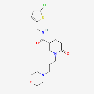 molecular formula C18H26ClN3O3S B3811523 N-[(5-chloro-2-thienyl)methyl]-1-[3-(4-morpholinyl)propyl]-6-oxo-3-piperidinecarboxamide 