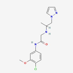 molecular formula C15H19ClN4O2 B3811535 N-(4-chloro-3-methoxyphenyl)-2-{[1-methyl-2-(1H-pyrazol-1-yl)ethyl]amino}acetamide 