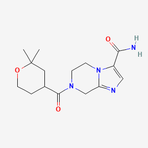 molecular formula C15H22N4O3 B3811539 7-[(2,2-dimethyltetrahydro-2H-pyran-4-yl)carbonyl]-5,6,7,8-tetrahydroimidazo[1,2-a]pyrazine-3-carboxamide 