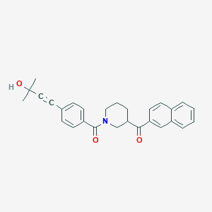 molecular formula C28H27NO3 B3811549 {1-[4-(3-hydroxy-3-methyl-1-butyn-1-yl)benzoyl]-3-piperidinyl}(2-naphthyl)methanone 