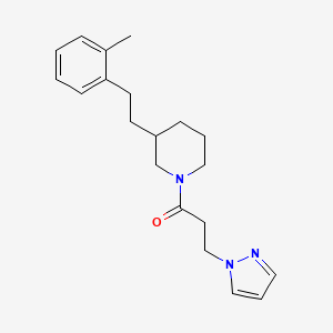molecular formula C20H27N3O B3811550 3-[2-(2-methylphenyl)ethyl]-1-[3-(1H-pyrazol-1-yl)propanoyl]piperidine 