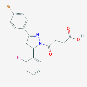molecular formula C19H16BrFN2O3 B381157 4-(3-(4-bromophenyl)-5-(2-fluorophenyl)-4,5-dihydro-1H-pyrazol-1-yl)-4-oxobutanoic acid CAS No. 362490-71-9
