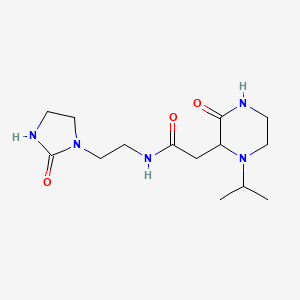 molecular formula C14H25N5O3 B3811588 2-(1-isopropyl-3-oxopiperazin-2-yl)-N-[2-(2-oxoimidazolidin-1-yl)ethyl]acetamide 