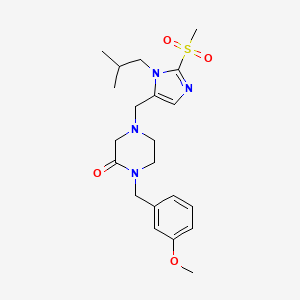 molecular formula C21H30N4O4S B3811604 4-{[1-isobutyl-2-(methylsulfonyl)-1H-imidazol-5-yl]methyl}-1-(3-methoxybenzyl)-2-piperazinone 