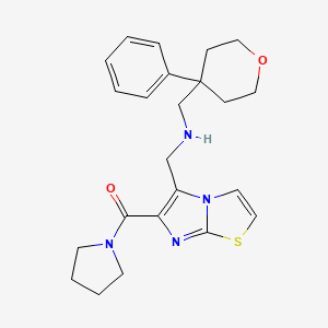 molecular formula C23H28N4O2S B3811621 1-(4-phenyltetrahydro-2H-pyran-4-yl)-N-{[6-(1-pyrrolidinylcarbonyl)imidazo[2,1-b][1,3]thiazol-5-yl]methyl}methanamine 