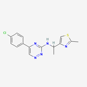molecular formula C15H14ClN5S B3811647 5-(4-chlorophenyl)-N-[1-(2-methyl-1,3-thiazol-4-yl)ethyl]-1,2,4-triazin-3-amine 