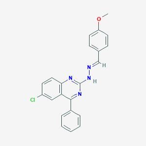 molecular formula C22H17ClN4O B381167 4-Methoxybenzaldehyde (6-chloro-4-phenyl-2-quinazolinyl)hydrazone 