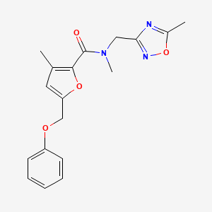 molecular formula C18H19N3O4 B3811713 N,3-dimethyl-N-[(5-methyl-1,2,4-oxadiazol-3-yl)methyl]-5-(phenoxymethyl)-2-furamide 