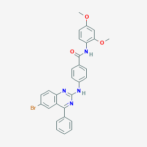 4-[(6-bromo-4-phenylquinazolin-2-yl)amino]-N-(2,4-dimethoxyphenyl)benzamide