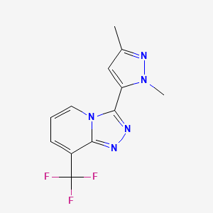 molecular formula C12H10F3N5 B3811782 3-(1,3-dimethyl-1H-pyrazol-5-yl)-8-(trifluoromethyl)[1,2,4]triazolo[4,3-a]pyridine 