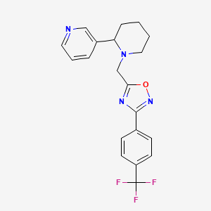 molecular formula C20H19F3N4O B3811792 3-[1-({3-[4-(trifluoromethyl)phenyl]-1,2,4-oxadiazol-5-yl}methyl)-2-piperidinyl]pyridine 