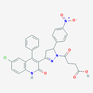 4-(3-(6-chloro-2-oxo-4-phenyl-1,2-dihydro-3-quinolinyl)-5-{4-nitrophenyl}-4,5-dihydro-1H-pyrazol-1-yl)-4-oxobutanoic acid