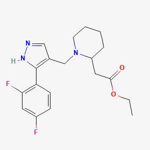 molecular formula C19H23F2N3O2 B3811824 ethyl (1-{[3-(2,4-difluorophenyl)-1H-pyrazol-4-yl]methyl}-2-piperidinyl)acetate 
