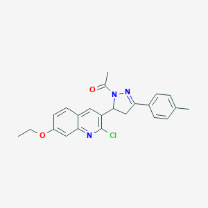 molecular formula C23H22ClN3O2 B381183 3-[1-acetyl-3-(4-methylphenyl)-4,5-dihydro-1H-pyrazol-5-yl]-2-chloro-7-ethoxyquinoline 