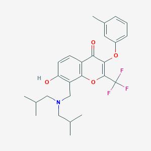 molecular formula C26H30F3NO4 B381189 8-[(diisobutylamino)methyl]-7-hydroxy-3-(3-methylphenoxy)-2-(trifluoromethyl)-4H-chromen-4-one CAS No. 347364-20-9