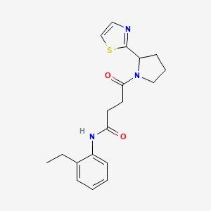 molecular formula C19H23N3O2S B3811897 N-(2-ethylphenyl)-4-oxo-4-[2-(1,3-thiazol-2-yl)-1-pyrrolidinyl]butanamide 