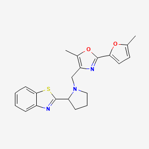 molecular formula C21H21N3O2S B3811907 2-(1-{[5-methyl-2-(5-methyl-2-furyl)-1,3-oxazol-4-yl]methyl}-2-pyrrolidinyl)-1,3-benzothiazole 