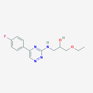 molecular formula C14H17FN4O2 B3811928 1-ethoxy-3-{[5-(4-fluorophenyl)-1,2,4-triazin-3-yl]amino}-2-propanol 