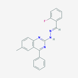 molecular formula C22H17FN4 B381193 2-Fluorobenzaldehyde (6-methyl-4-phenyl-2-quinazolinyl)hydrazone 