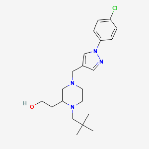 molecular formula C21H31ClN4O B3811933 2-[4-{[1-(4-chlorophenyl)-1H-pyrazol-4-yl]methyl}-1-(2,2-dimethylpropyl)-2-piperazinyl]ethanol 