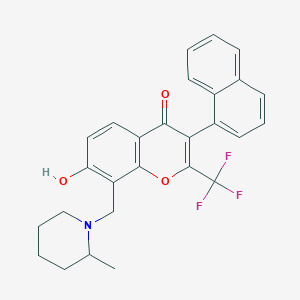 molecular formula C27H24F3NO3 B381195 7-hydroxy-8-[(2-methyl-1-piperidinyl)methyl]-3-(1-naphthyl)-2-(trifluoromethyl)-4H-chromen-4-one CAS No. 347364-32-3