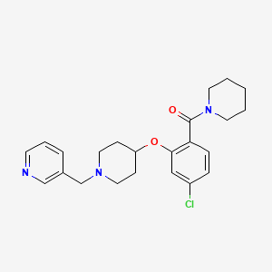 molecular formula C23H28ClN3O2 B3811952 3-({4-[5-chloro-2-(1-piperidinylcarbonyl)phenoxy]-1-piperidinyl}methyl)pyridine 