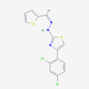 molecular formula C14H9Cl2N3S2 B381196 (Z)-4-(2,4-dichlorophenyl)-2-(2-(thiophen-2-ylmethylene)hydrazinyl)thiazole 