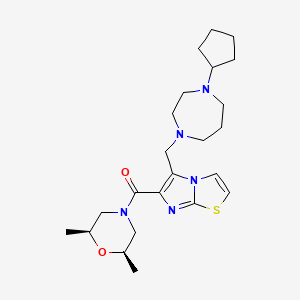 molecular formula C23H35N5O2S B3811989 5-[(4-cyclopentyl-1,4-diazepan-1-yl)methyl]-6-{[(2R*,6S*)-2,6-dimethyl-4-morpholinyl]carbonyl}imidazo[2,1-b][1,3]thiazole 