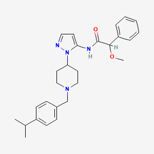 molecular formula C27H34N4O2 B3811997 N-{1-[1-(4-isopropylbenzyl)-4-piperidinyl]-1H-pyrazol-5-yl}-2-methoxy-2-phenylacetamide 