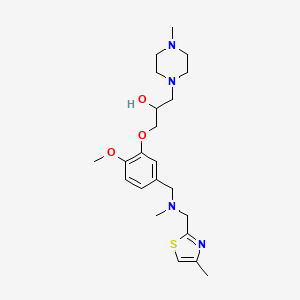 molecular formula C22H34N4O3S B3812010 1-[2-methoxy-5-({methyl[(4-methyl-1,3-thiazol-2-yl)methyl]amino}methyl)phenoxy]-3-(4-methyl-1-piperazinyl)-2-propanol 