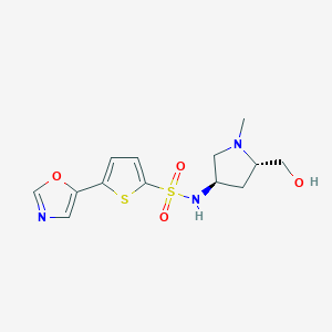 molecular formula C13H17N3O4S2 B3812045 N-[(3R,5S)-5-(hydroxymethyl)-1-methylpyrrolidin-3-yl]-5-(1,3-oxazol-5-yl)thiophene-2-sulfonamide 