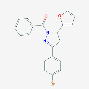 molecular formula C20H15BrN2O2 B381206 1-benzoyl-3-(4-bromophenyl)-5-(2-furyl)-4,5-dihydro-1H-pyrazole CAS No. 131336-75-9