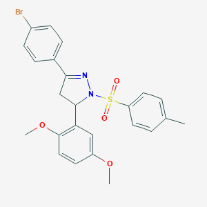 molecular formula C24H23BrN2O4S B381207 3-(4-bromophenyl)-5-(2,5-dimethoxyphenyl)-1-[(4-methylphenyl)sulfonyl]-4,5-dihydro-1H-pyrazole 