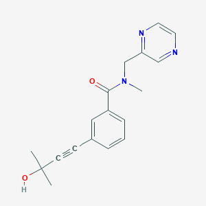 molecular formula C18H19N3O2 B3812086 3-(3-hydroxy-3-methylbut-1-yn-1-yl)-N-methyl-N-(pyrazin-2-ylmethyl)benzamide 