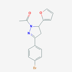 molecular formula C15H13BrN2O2 B381209 1-acetyl-3-(4-bromophenyl)-5-(2-furyl)-4,5-dihydro-1H-pyrazole 