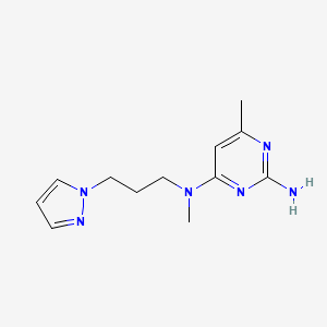 molecular formula C12H18N6 B3812097 N~4~,6-dimethyl-N~4~-[3-(1H-pyrazol-1-yl)propyl]-2,4-pyrimidinediamine 