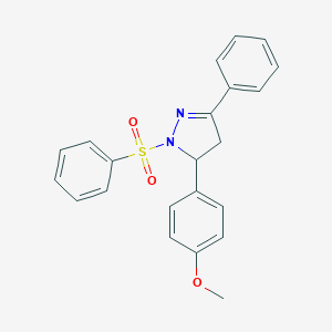 molecular formula C22H20N2O3S B381210 5-(4-methoxyphenyl)-3-phenyl-1-(phenylsulfonyl)-4,5-dihydro-1H-pyrazole CAS No. 361175-08-8
